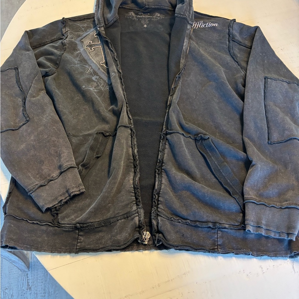 Affliction Black Zip-Up Sweater Casual Style
